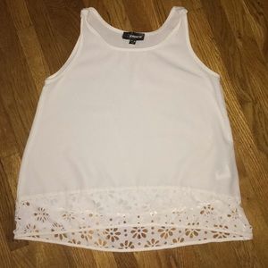 White tank top with flower patterning
